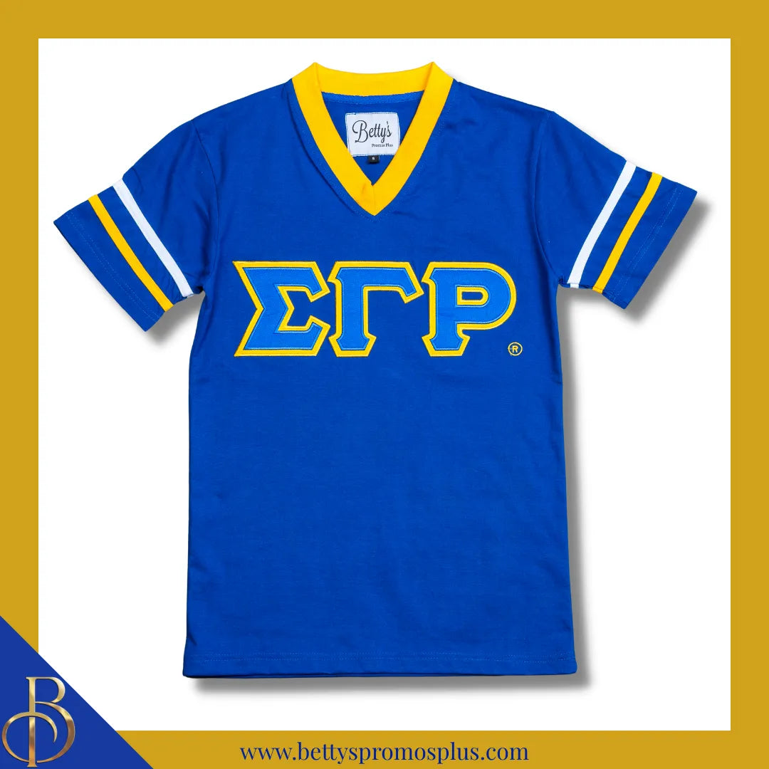 Sigma Gamma Rho ΣΓΡ Double Stitched Appliqué Embroidered Jersey T-Shirt-Sigma Gamma Rho Paraphernalia-Sigma Gamma Rho T-Shirts-Betty's Promos Plus