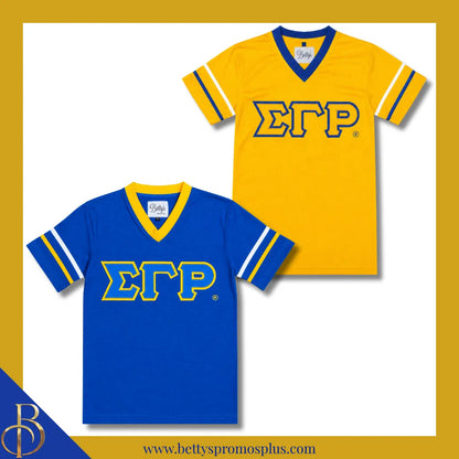 Sigma Gamma Rho ΣΓΡ Double Stitched Appliqué Embroidered Jersey T-Shirt-Sigma Gamma Rho Paraphernalia-Sigma Gamma Rho T-Shirts-Betty's Promos Plus