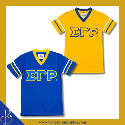 Sigma Gamma Rho ΣΓΡ Double Stitched Appliqué Embroidered Jersey T-Shirt-Sigma Gamma Rho Paraphernalia-Sigma Gamma Rho T-Shirts-Betty's Promos Plus
