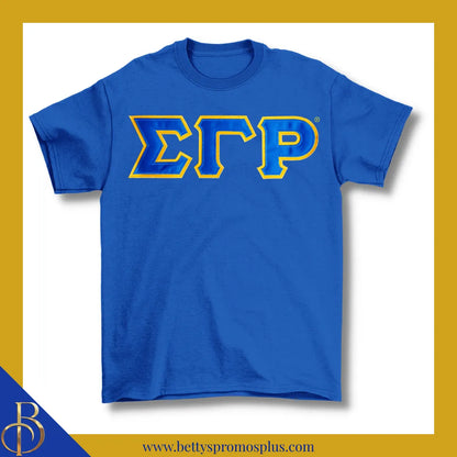 Sigma Gamma Rho ΣΓΡ Double Stitched Appliqué Embroidered Line T-Shirt-Blue-Small-Sigma Gamma Rho Paraphernalia-Sigma Gamma Rho T-Shirts-Betty's Promos Plus