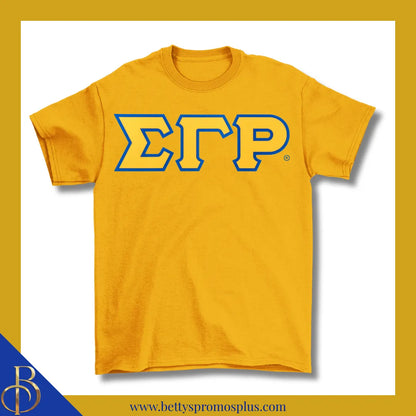 Sigma Gamma Rho ΣΓΡ Double Stitched Appliqué Embroidered Line T-Shirt-Gold-Small-Sigma Gamma Rho Paraphernalia-Sigma Gamma Rho T-Shirts-Betty's Promos Plus