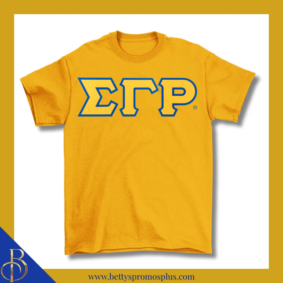 Sigma Gamma Rho ΣΓΡ Double Stitched Appliqué Embroidered Line T-Shirt-Sigma Gamma Rho Paraphernalia-Sigma Gamma Rho T-Shirts-Betty's Promos Plus