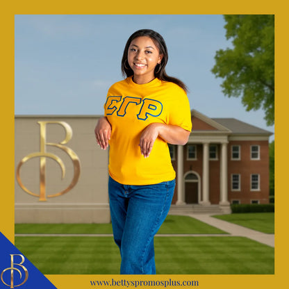 Sigma Gamma Rho ΣΓΡ Double Stitched Appliqué Embroidered Line T-Shirt-Sigma Gamma Rho Paraphernalia-Sigma Gamma Rho T-Shirts-Betty's Promos Plus