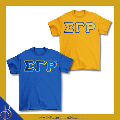 Sigma Gamma Rho ΣΓΡ Double Stitched Appliqué Embroidered Line T-Shirt-Sigma Gamma Rho Paraphernalia-Sigma Gamma Rho T-Shirts-Betty's Promos Plus