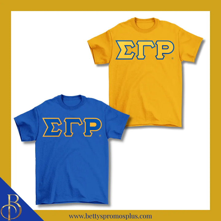 Sigma Gamma Rho ΣΓΡ Double Stitched Appliqué Embroidered Line T-Shirt