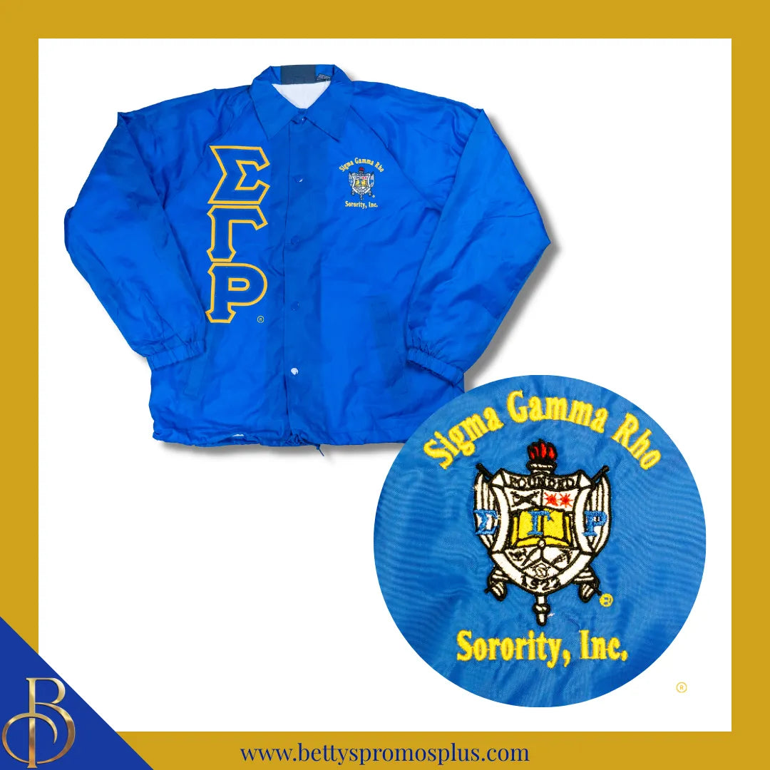 Sigma Gamma Rho ΣΓΡ Double-Stitched Embroidered Windbreaker Line Jacket-Blue-Small-Sigma Gamma Rho Paraphernalia-Sigma Gamma Rho Line Jacket-Betty's Promos Plus