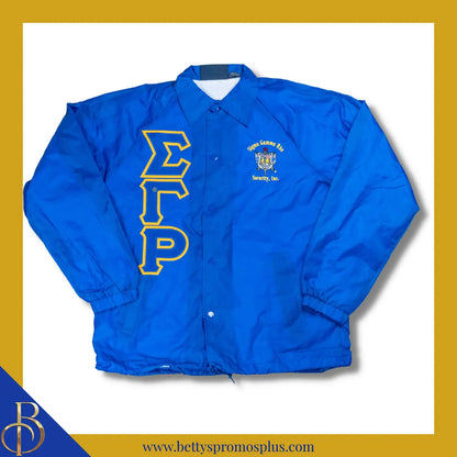 Sigma Gamma Rho ΣΓΡ Double-Stitched Embroidered Windbreaker Line Jacket-Blue-Small-Sigma Gamma Rho Paraphernalia-Sigma Gamma Rho Line Jacket-Betty's Promos Plus