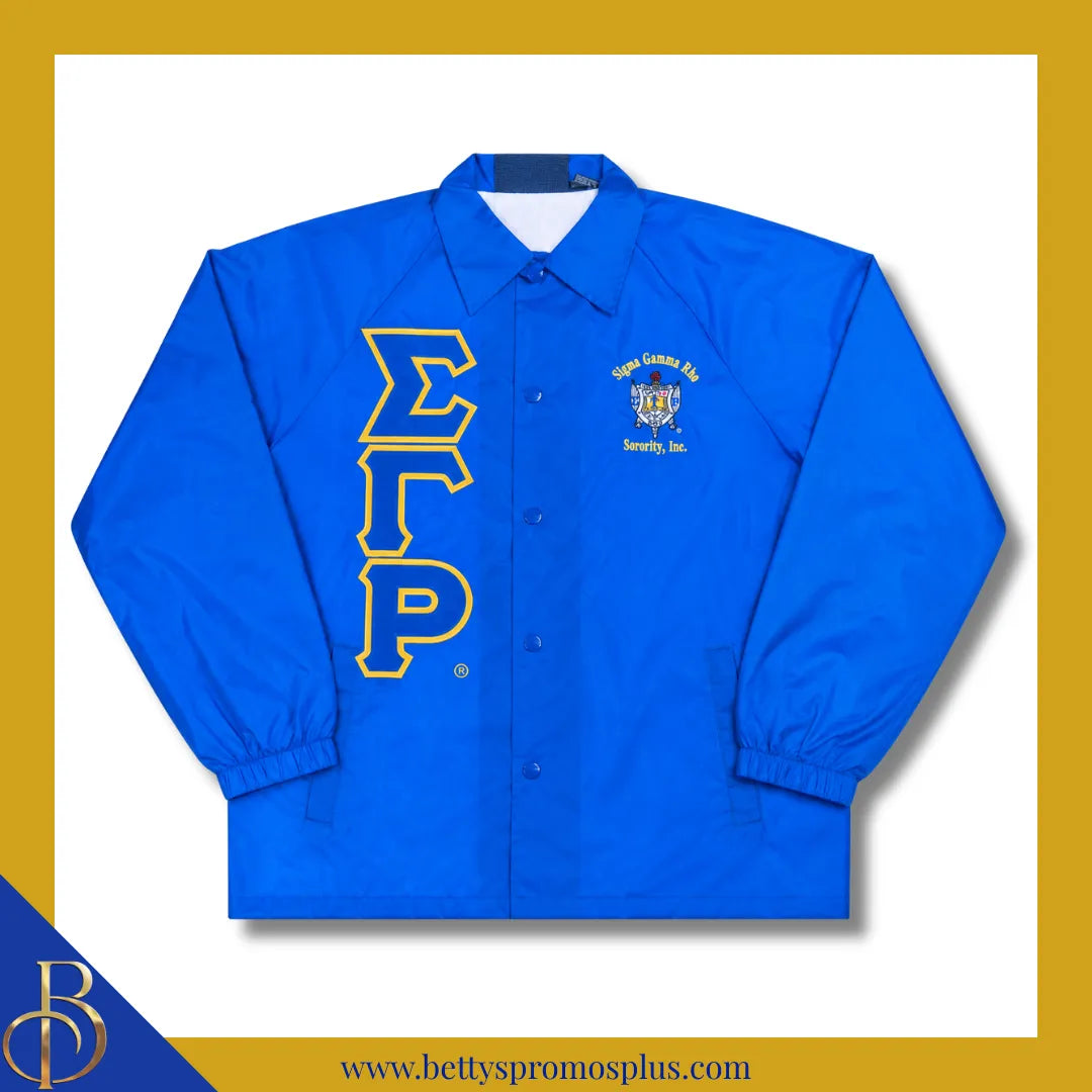 Sigma Gamma Rho ΣΓΡ Double-Stitched Embroidered Windbreaker Line Jacket-Blue-Small-Sigma Gamma Rho Paraphernalia-Sigma Gamma Rho Line Jacket-Betty's Promos Plus