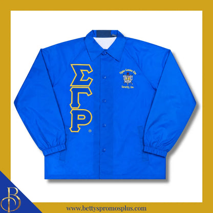 Sigma Gamma Rho ΣΓΡ Double-Stitched Embroidered Windbreaker Line Jacket-Blue-Small-Sigma Gamma Rho Paraphernalia-Sigma Gamma Rho Line Jacket-Betty's Promos Plus