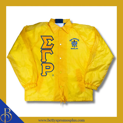 Sigma Gamma Rho ΣΓΡ Double-Stitched Embroidered Windbreaker Line Jacket-Gold-Small-Sigma Gamma Rho Paraphernalia-Sigma Gamma Rho Line Jacket-Betty's Promos Plus