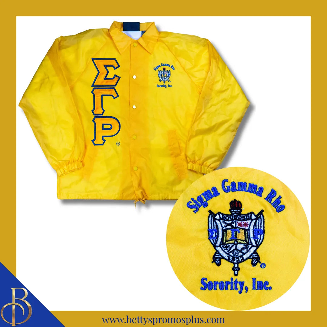 Sigma Gamma Rho ΣΓΡ Double-Stitched Embroidered Windbreaker Line Jacket-Sigma Gamma Rho Paraphernalia-Sigma Gamma Rho Line Jacket-Betty's Promos Plus