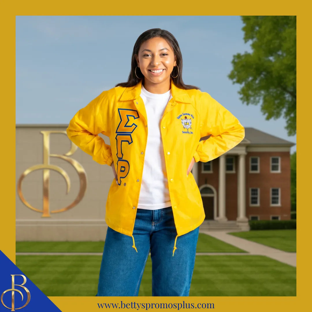 Sigma Gamma Rho ΣΓΡ Double-Stitched Embroidered Windbreaker Line Jacket-Sigma Gamma Rho Paraphernalia-Sigma Gamma Rho Line Jacket-Betty's Promos Plus