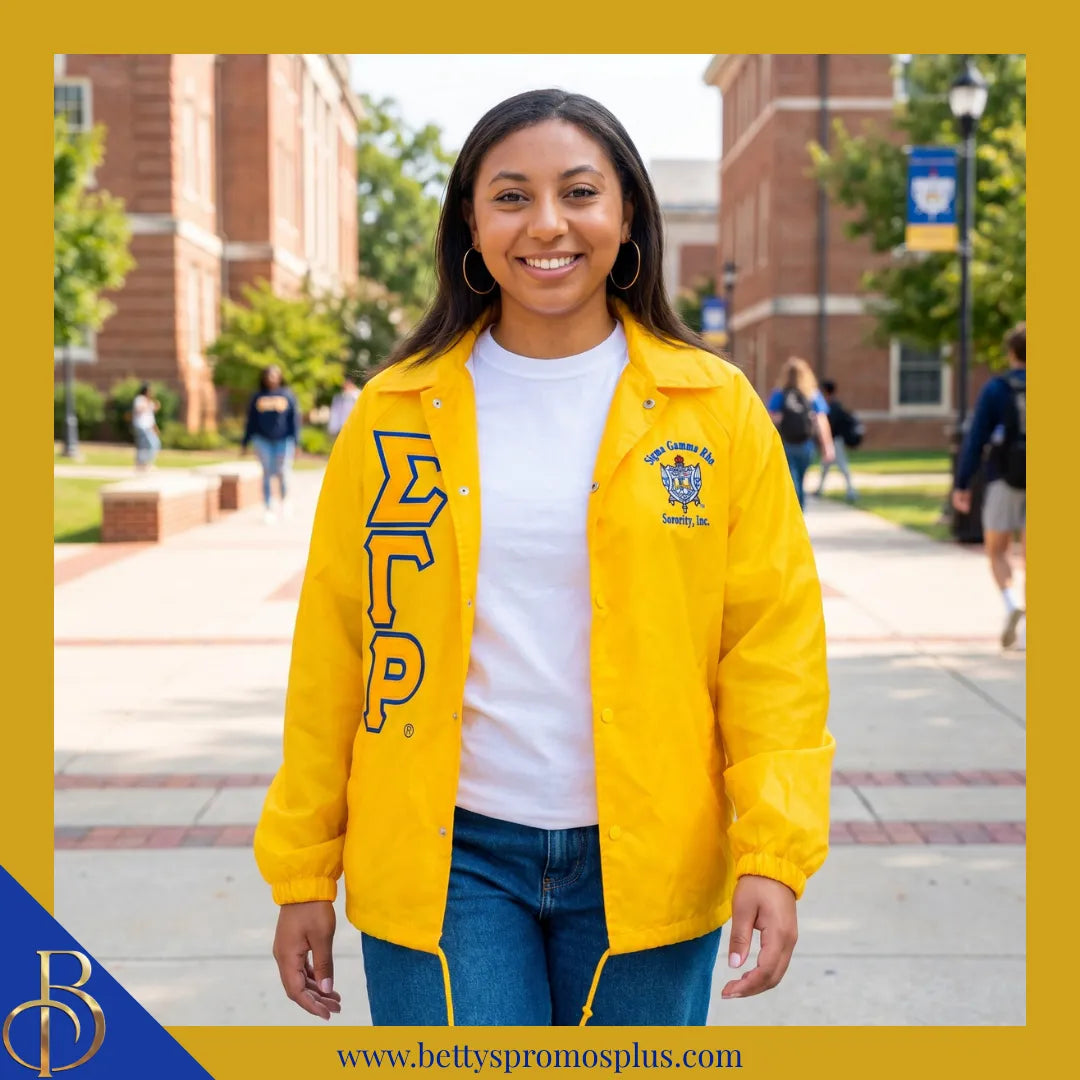 Sigma Gamma Rho ΣΓΡ Double-Stitched Embroidered Windbreaker Line Jacket-Sigma Gamma Rho Paraphernalia-Sigma Gamma Rho Line Jacket-Betty's Promos Plus