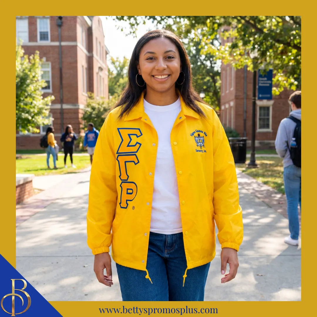 Sigma Gamma Rho ΣΓΡ Double-Stitched Embroidered Windbreaker Line Jacket-Sigma Gamma Rho Paraphernalia-Sigma Gamma Rho Line Jacket-Betty's Promos Plus