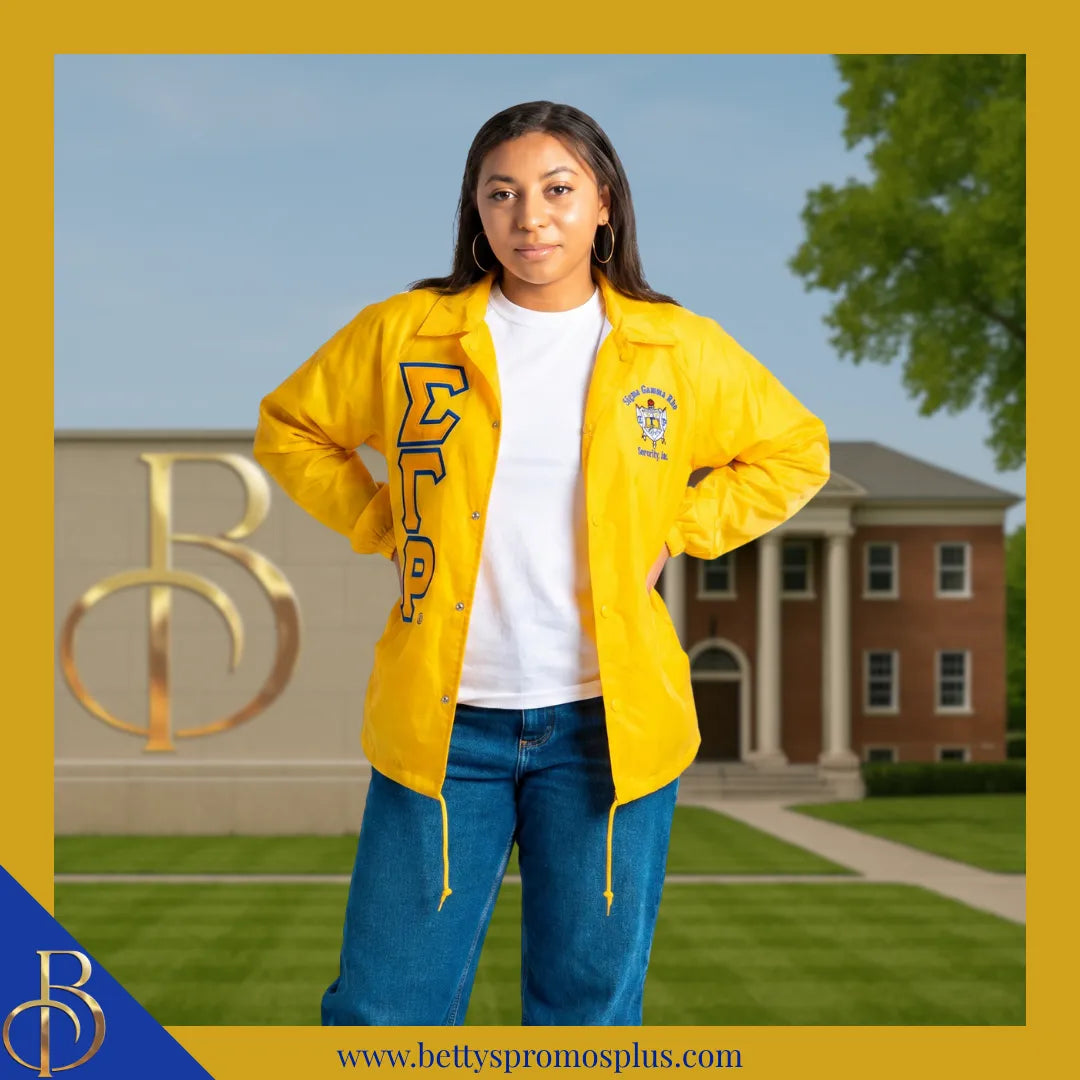 Sigma Gamma Rho ΣΓΡ Double-Stitched Embroidered Windbreaker Line Jacket-Sigma Gamma Rho Paraphernalia-Sigma Gamma Rho Line Jacket-Betty's Promos Plus