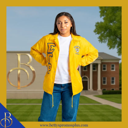 Sigma Gamma Rho ΣΓΡ Double-Stitched Embroidered Windbreaker Line Jacket-Sigma Gamma Rho Paraphernalia-Sigma Gamma Rho Line Jacket-Betty's Promos Plus