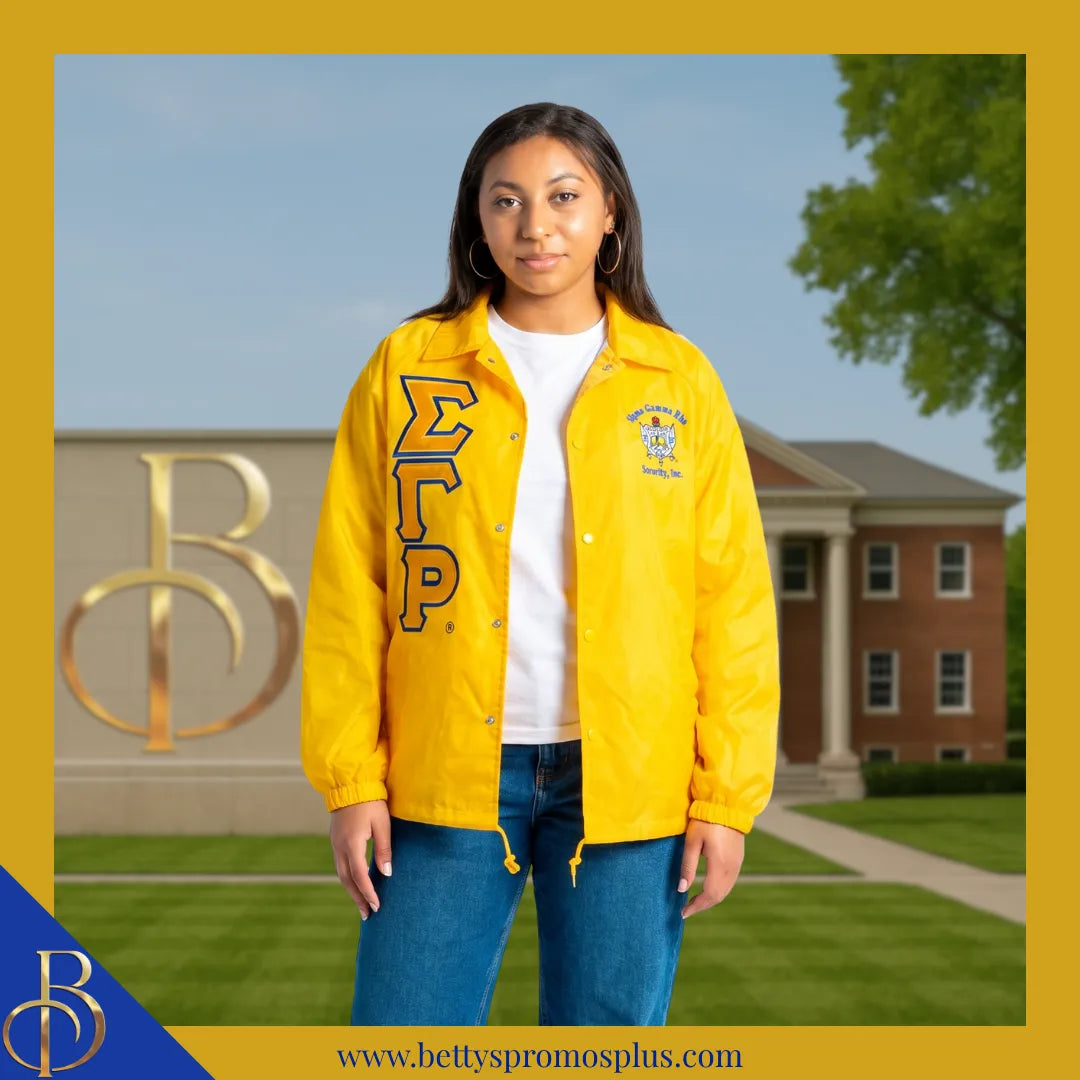 Sigma Gamma Rho ΣΓΡ Double-Stitched Embroidered Windbreaker Line Jacket-Sigma Gamma Rho Paraphernalia-Sigma Gamma Rho Line Jacket-Betty's Promos Plus