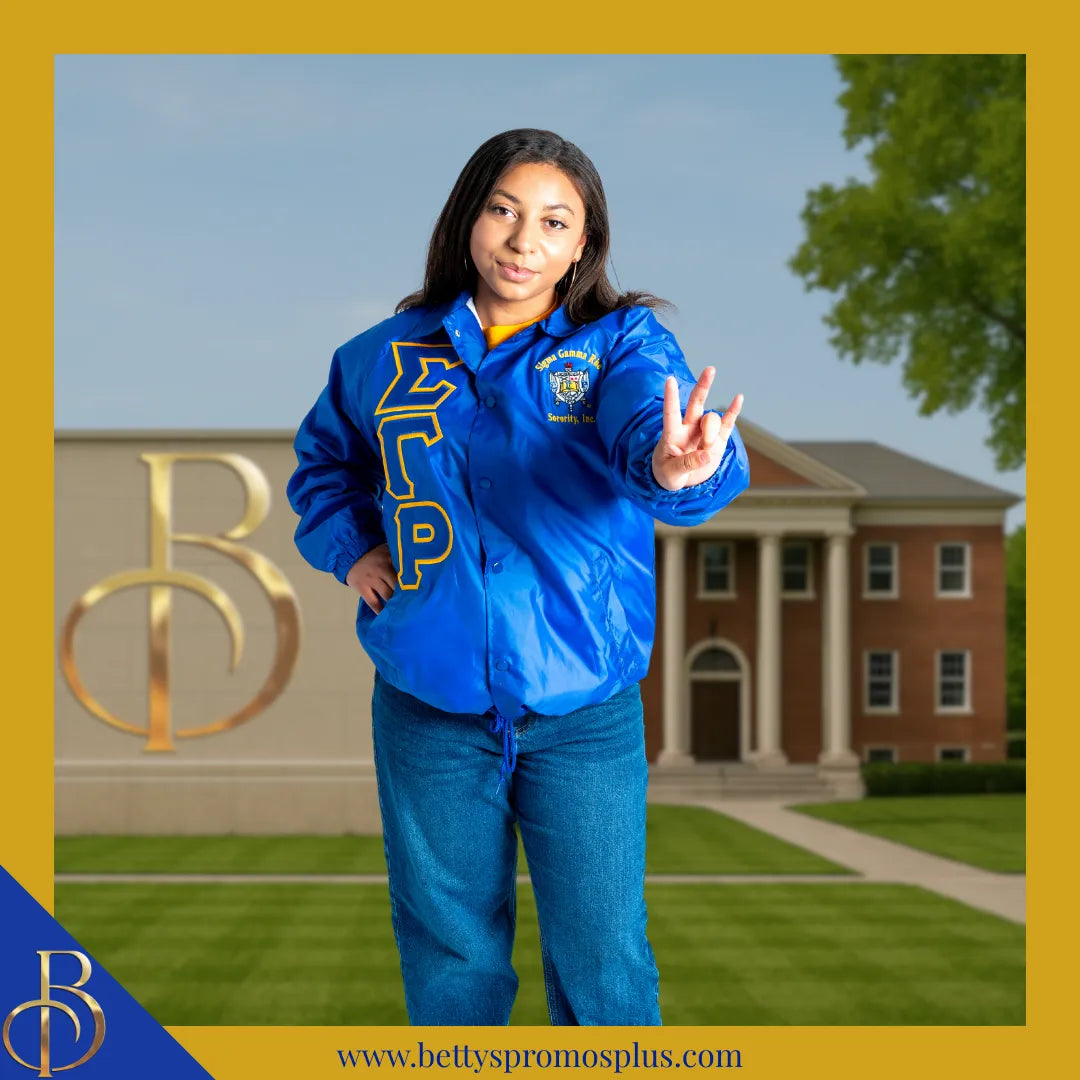 Sigma Gamma Rho ΣΓΡ Double-Stitched Embroidered Windbreaker Line Jacket-Sigma Gamma Rho Paraphernalia-Sigma Gamma Rho Line Jacket-Betty's Promos Plus