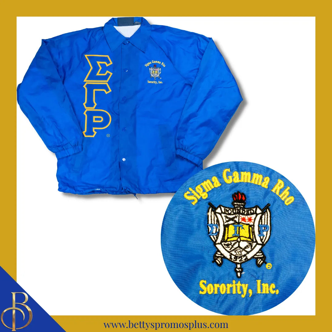 Sigma Gamma Rho ΣΓΡ Double-Stitched Embroidered Windbreaker Line Jacket-Sigma Gamma Rho Paraphernalia-Sigma Gamma Rho Line Jacket-Betty's Promos Plus