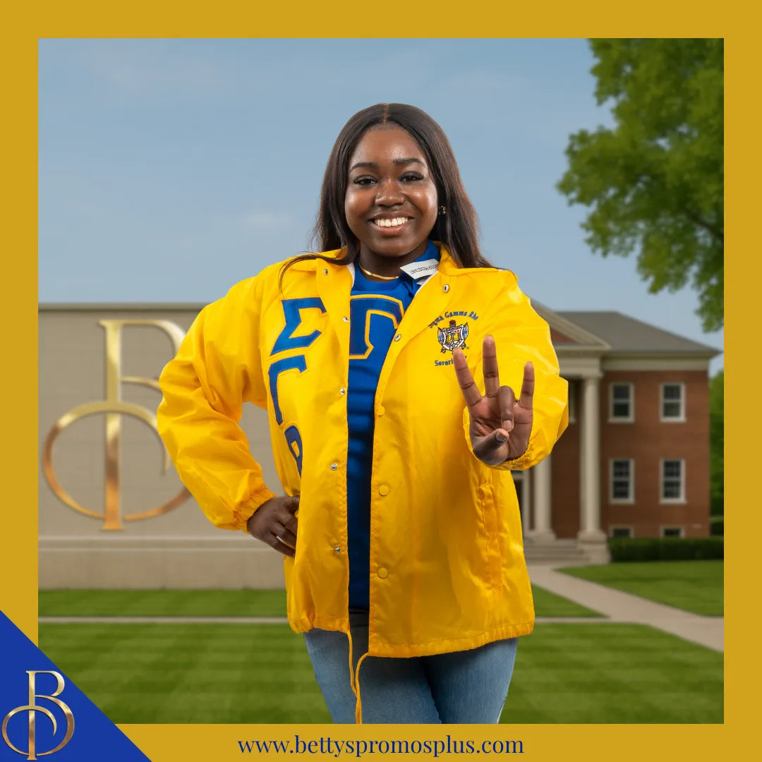Sigma Gamma Rho ΣΓΡ Double-Stitched Embroidered Windbreaker Line Jacket-Sigma Gamma Rho Paraphernalia-Sigma Gamma Rho Line Jacket-Betty's Promos Plus