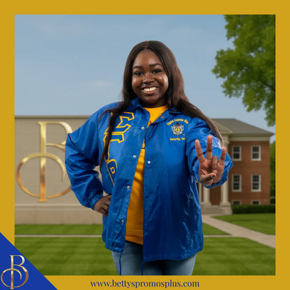 Sigma Gamma Rho ΣΓΡ Double-Stitched Embroidered Windbreaker Line Jacket-Sigma Gamma Rho Paraphernalia-Sigma Gamma Rho Line Jacket-Betty's Promos Plus