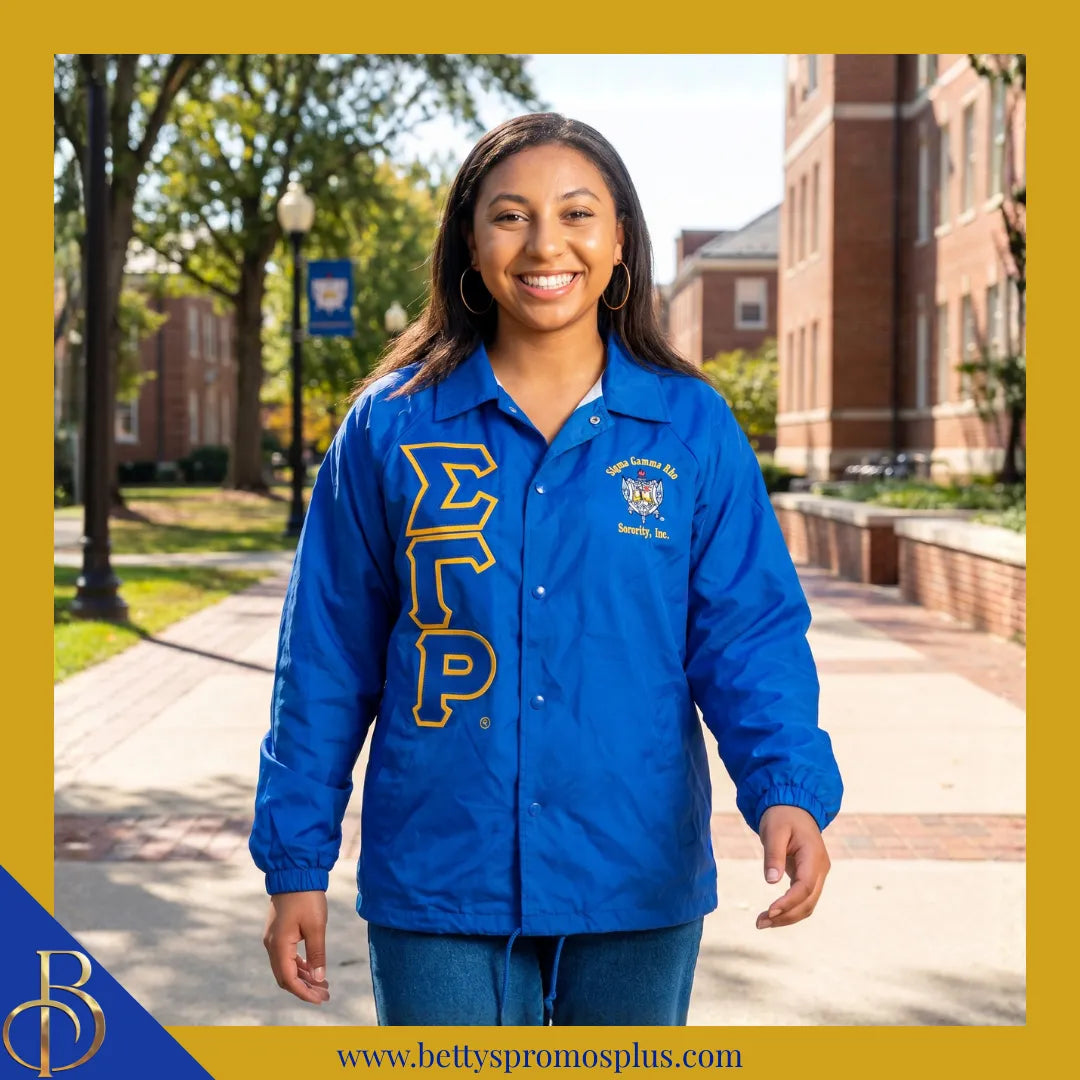 Sigma Gamma Rho ΣΓΡ Double-Stitched Embroidered Windbreaker Line Jacket-Sigma Gamma Rho Paraphernalia-Sigma Gamma Rho Line Jacket-Betty's Promos Plus