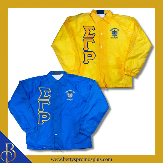Sigma Gamma Rho ΣΓΡ Double-Stitched Embroidered Windbreaker Line Jacket-Sigma Gamma Rho Paraphernalia-Sigma Gamma Rho Line Jacket-Betty's Promos Plus