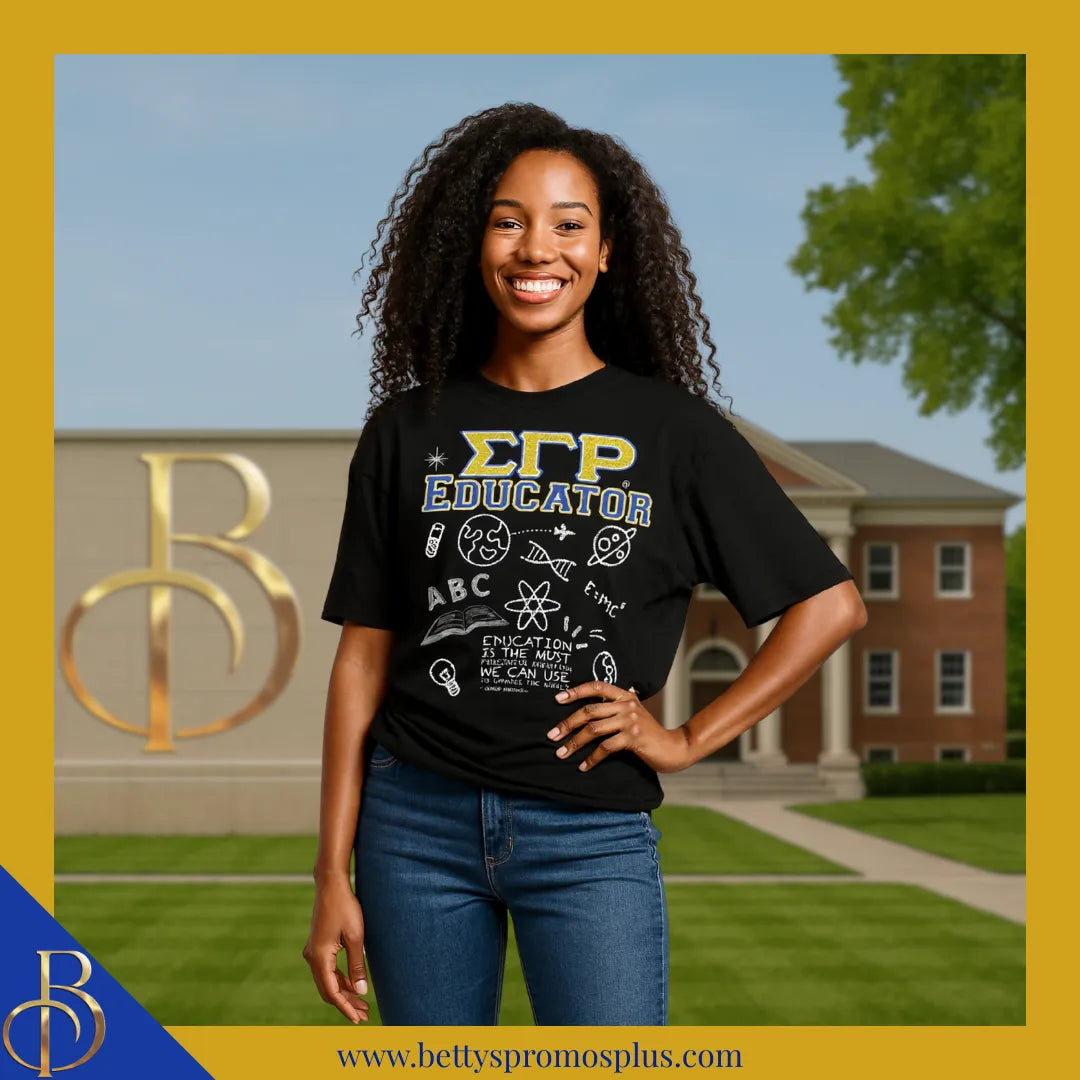 Sigma Gamma Rho ΣΓΡ Educator Screen Printed T-Shirt-Sigma Gamma Rho Paraphernalia-Sigma Gamma Rho T-Shirts-Betty's Promos Plus