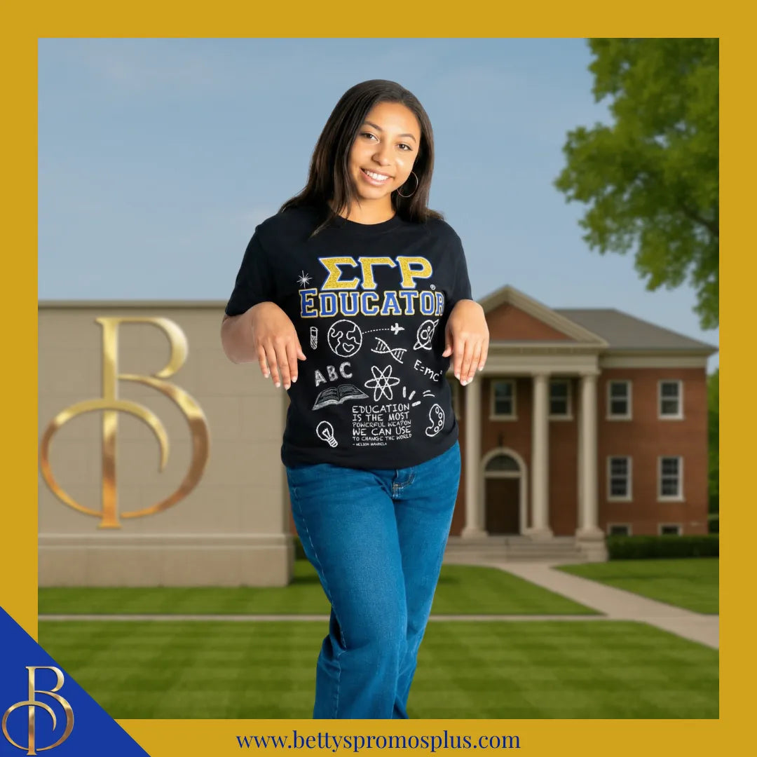 Sigma Gamma Rho ΣΓΡ Educator Screen Printed T-Shirt-Sigma Gamma Rho Paraphernalia-Sigma Gamma Rho T-Shirts-Betty's Promos Plus