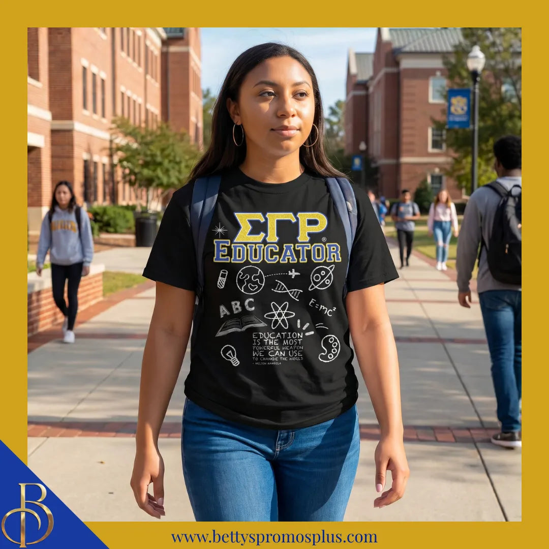 Sigma Gamma Rho ΣΓΡ Educator Screen Printed T-Shirt-Sigma Gamma Rho Paraphernalia-Sigma Gamma Rho T-Shirts-Betty's Promos Plus