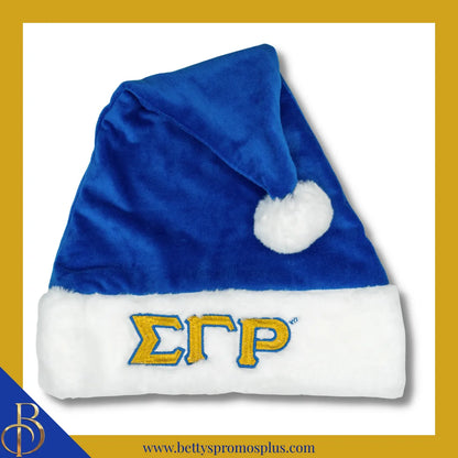 Sigma Gamma Rho ΣΓΡ Embroidered Greek Letters Deluxe Santa Hat-Blue-Standard - 25"-Sigma Gamma Rho Paraphernalia-Sigma Gamma Rho Hats-Betty's Promos Plus