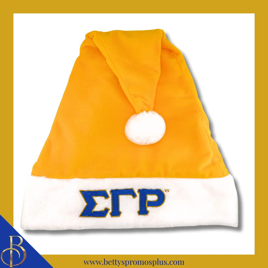 Sigma Gamma Rho ΣΓΡ Embroidered Greek Letters Deluxe Santa Hat-Gold-Standard - 25"-Sigma Gamma Rho Paraphernalia-Sigma Gamma Rho Hats-Betty's Promos Plus