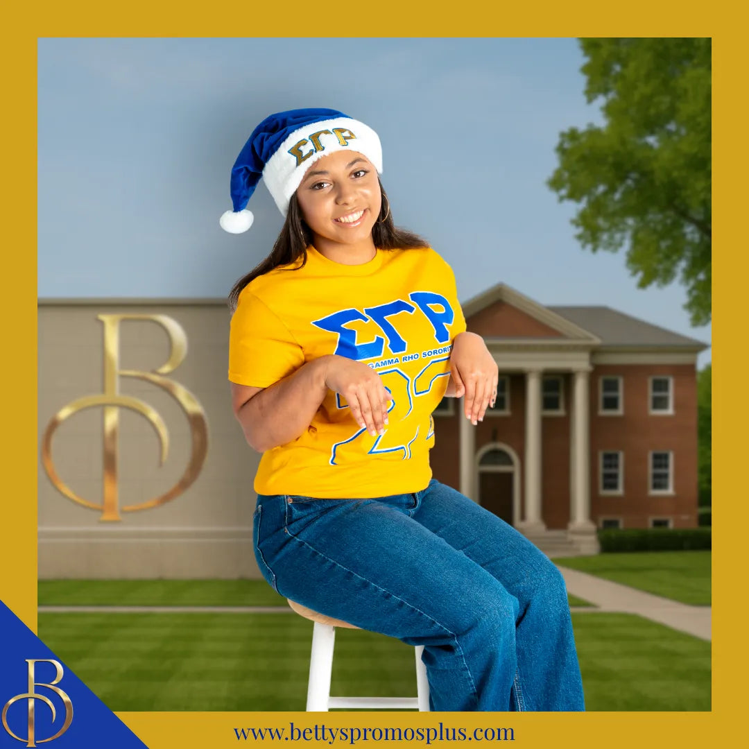 Sigma Gamma Rho ΣΓΡ Embroidered Greek Letters Deluxe Santa Hat-Sigma Gamma Rho Paraphernalia-Sigma Gamma Rho Hats-Betty's Promos Plus