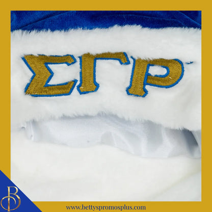 Sigma Gamma Rho ΣΓΡ Embroidered Greek Letters Deluxe Santa Hat-Sigma Gamma Rho Paraphernalia-Sigma Gamma Rho Hats-Betty's Promos Plus