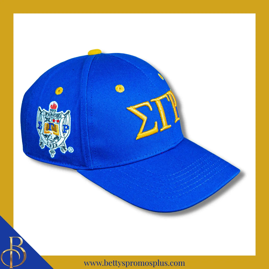 Sigma Gamma Rho ΣΓΡ Embroidered Shield Baseball Cap-Blue-Sigma Gamma Rho Paraphernalia-Sigma Gamma Rho Hats-Betty's Promos Plus