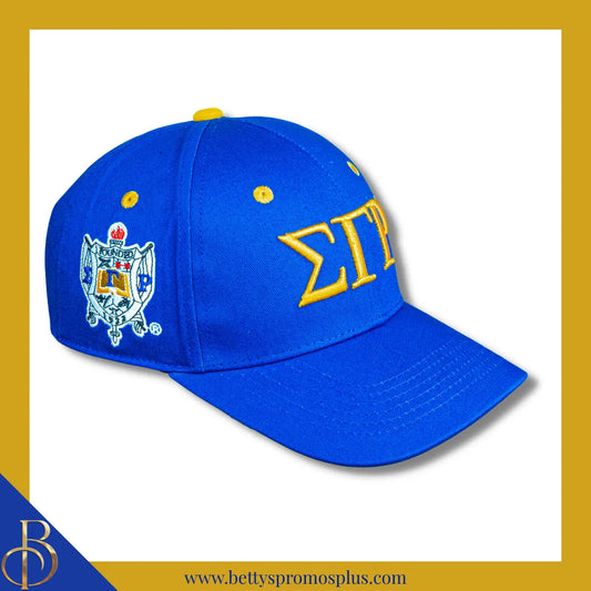 Sigma Gamma Rho ΣΓΡ Embroidered Shield Baseball Cap-Blue-Sigma Gamma Rho Paraphernalia-Sigma Gamma Rho Hats-Betty's Promos Plus