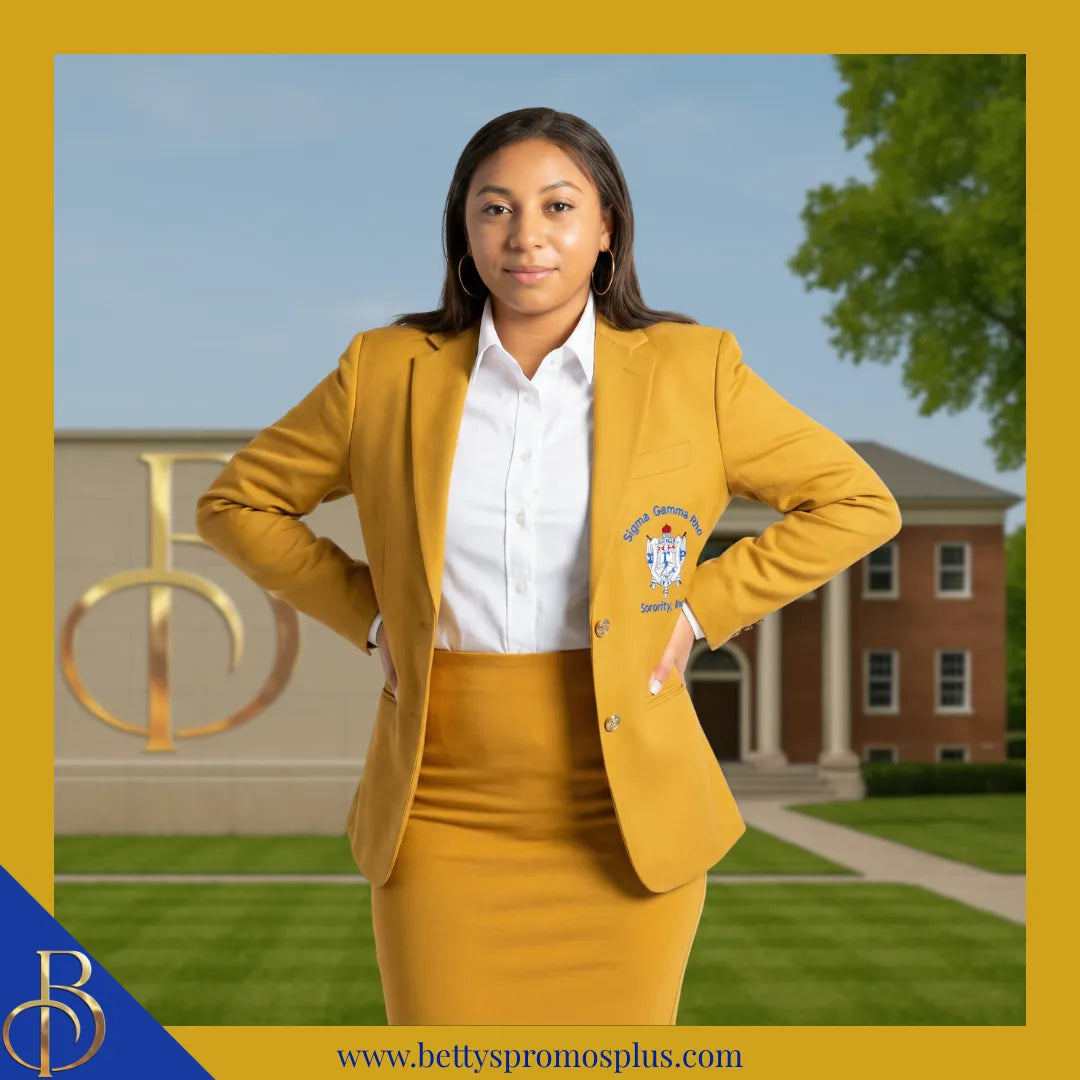 Sigma Gamma Rho ΣΓΡ Embroidered Shield Crest Blazer Sport Coat-Sigma Gamma Rho Paraphernalia-Sigma Gamma Rho Blazers-Betty's Promos Plus