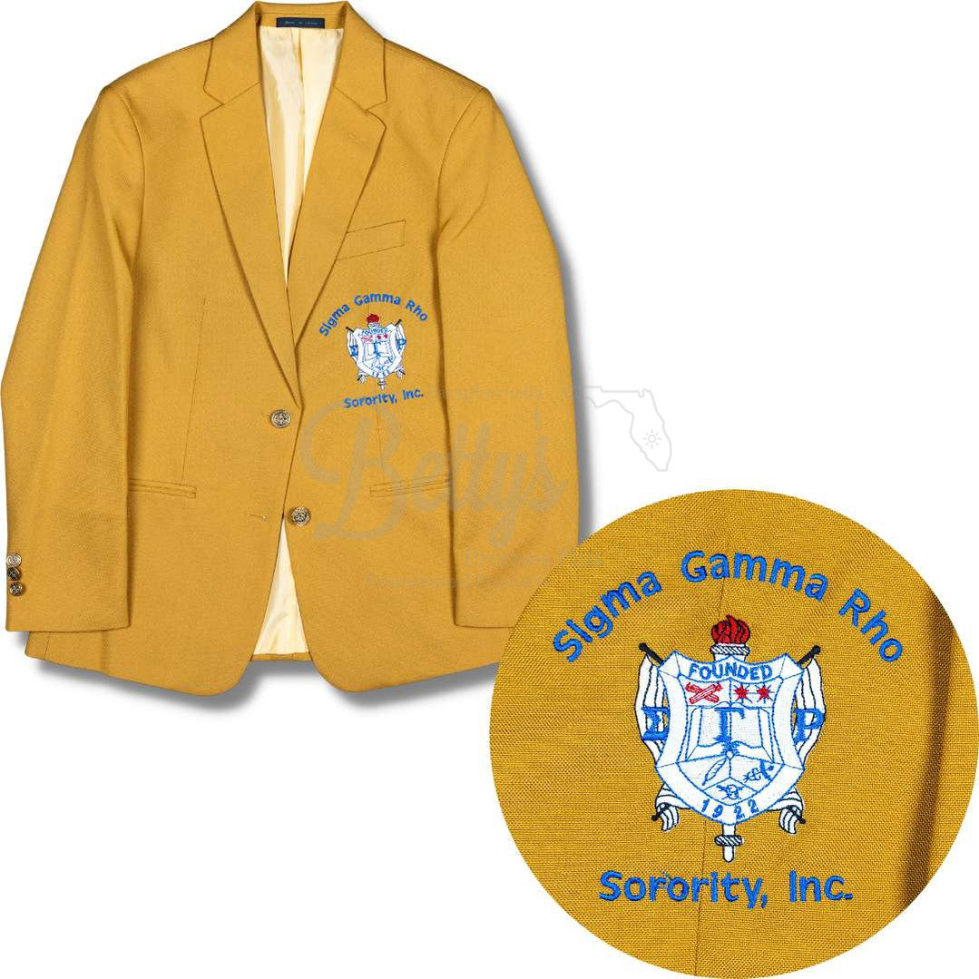 Sigma Gamma Rho ΣΓΡ Embroidered Shield Crest Blazer Sport Coat-Sigma Gamma Rho Paraphernalia-Sigma Gamma Rho Blazers-Betty's Promos Plus