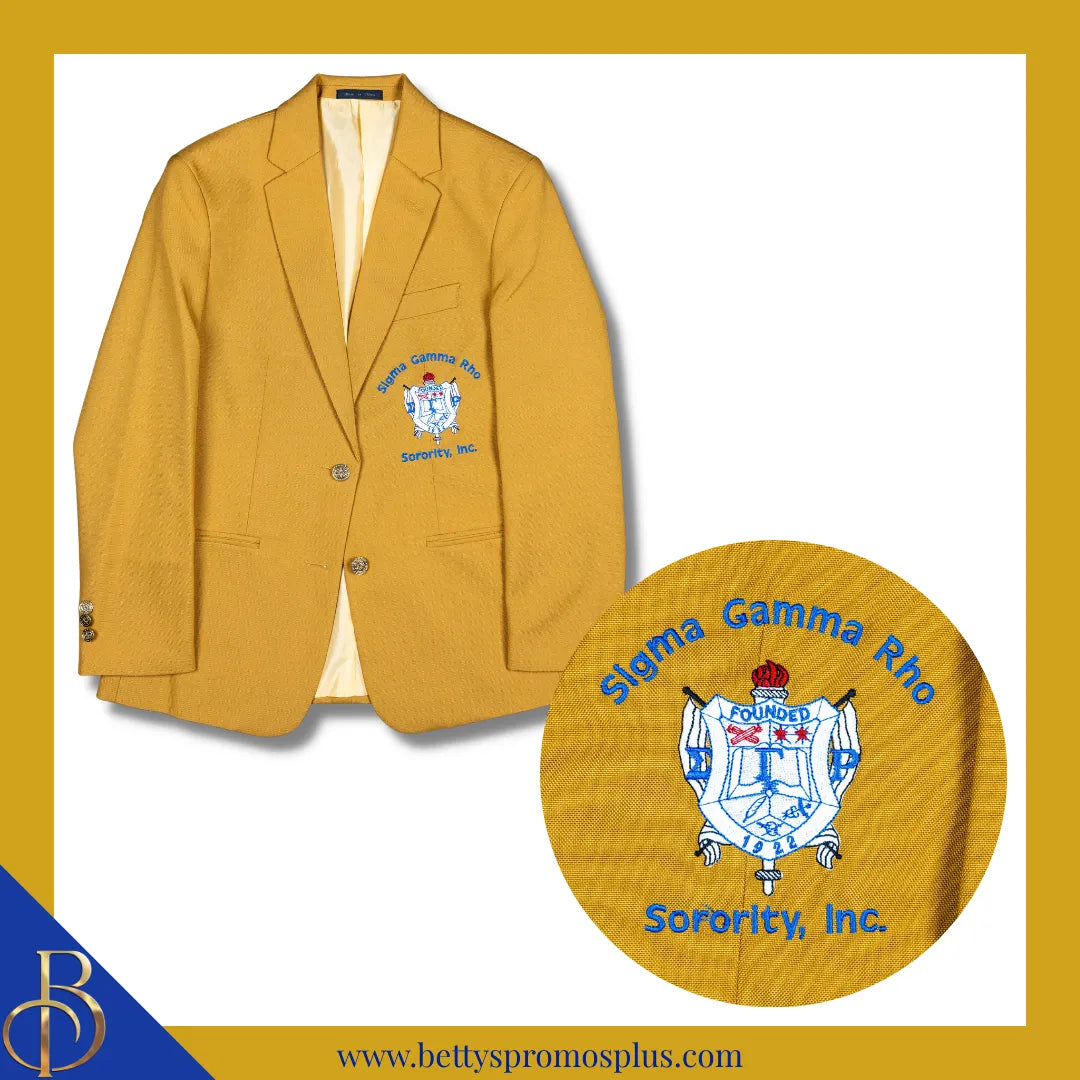 Sigma Gamma Rho ΣΓΡ Embroidered Shield Crest Blazer Sport Coat-Sigma Gamma Rho Paraphernalia-Sigma Gamma Rho Blazers-Betty's Promos Plus