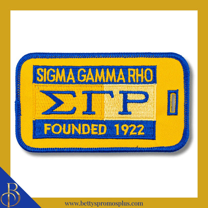 Sigma Gamma Rho ΣΓΡ Founded 1922 Embroidered Luggage Tag-Gold-Sigma Gamma Rho Paraphernalia-Sigma Gamma Rho Luggage Tag-Betty's Promos Plus