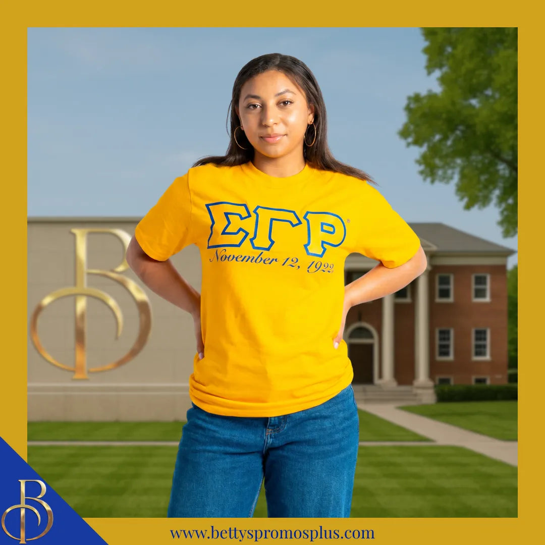 Sigma Gamma Rho ΣΓΡ Founding Date Screen Printed T-Shirt-Sigma Gamma Rho Paraphernalia-Sigma Gamma Rho T-Shirts-Betty's Promos Plus