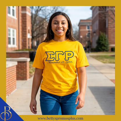 Sigma Gamma Rho ΣΓΡ Founding Date Screen Printed T-Shirt-Sigma Gamma Rho Paraphernalia-Sigma Gamma Rho T-Shirts-Betty's Promos Plus