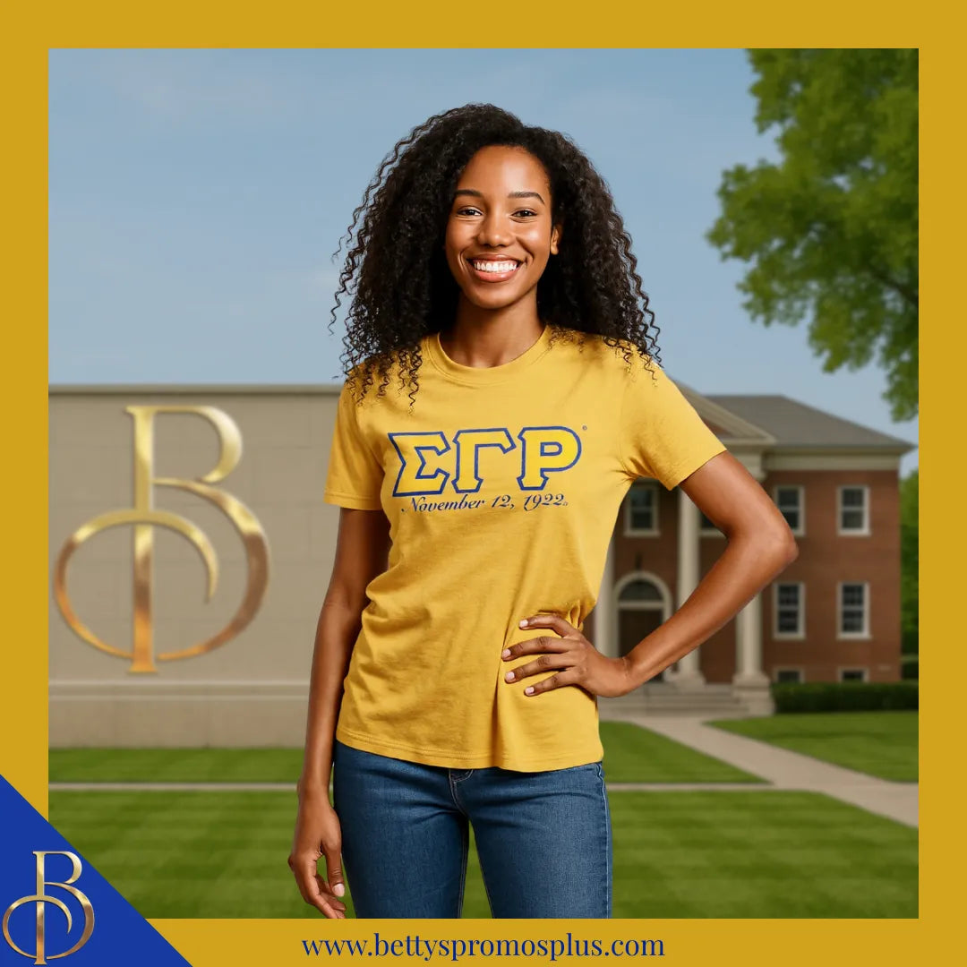 Sigma Gamma Rho ΣΓΡ Founding Date Screen Printed T-Shirt-Sigma Gamma Rho Paraphernalia-Sigma Gamma Rho T-Shirts-Betty's Promos Plus