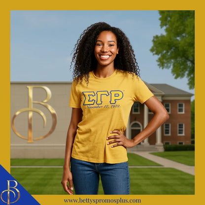 Sigma Gamma Rho ΣΓΡ Founding Date Screen Printed T-Shirt-Sigma Gamma Rho Paraphernalia-Sigma Gamma Rho T-Shirts-Betty's Promos Plus