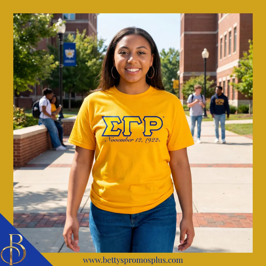 Sigma Gamma Rho ΣΓΡ Founding Date Screen Printed T-Shirt-Sigma Gamma Rho Paraphernalia-Sigma Gamma Rho T-Shirts-Betty's Promos Plus
