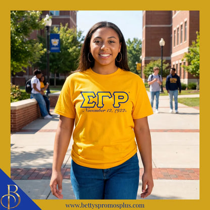Sigma Gamma Rho ΣΓΡ Founding Date Screen Printed T-Shirt-Sigma Gamma Rho Paraphernalia-Sigma Gamma Rho T-Shirts-Betty's Promos Plus