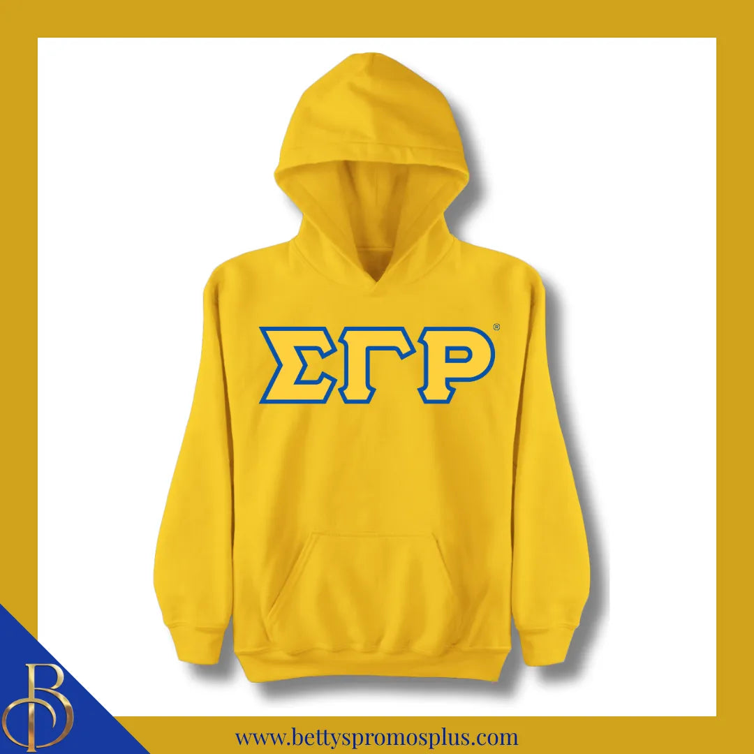 Sigma Gamma Rho ΣΓΡ Greek Letter Double-Stitched Embroidered Hoodie-Gold-Small-Sigma Gamma Rho Paraphernalia-Sigma Gamma Rho Hoodie-Betty's Promos Plus