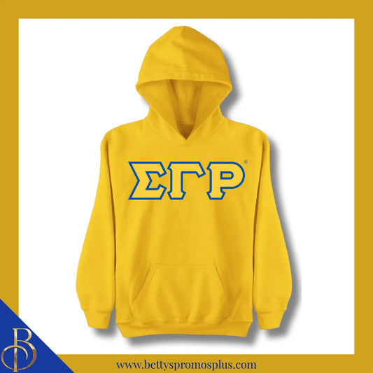 Sigma Gamma Rho ΣΓΡ Greek Letter Double-Stitched Embroidered Hoodie-Gold-Small-Sigma Gamma Rho Paraphernalia-Sigma Gamma Rho Hoodie-Betty's Promos Plus