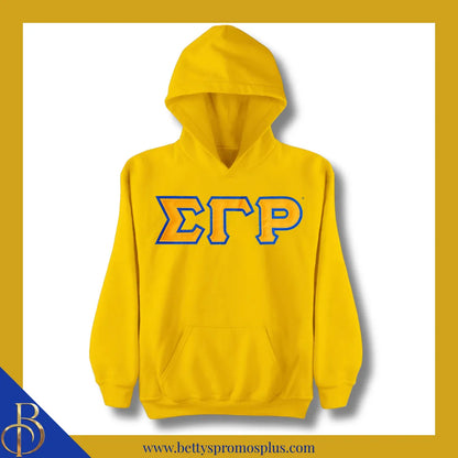 Sigma Gamma Rho ΣΓΡ Greek Letter Double-Stitched Embroidered Hoodie-Gold-Small-Sigma Gamma Rho Paraphernalia-Sigma Gamma Rho Hoodie-Betty's Promos Plus
