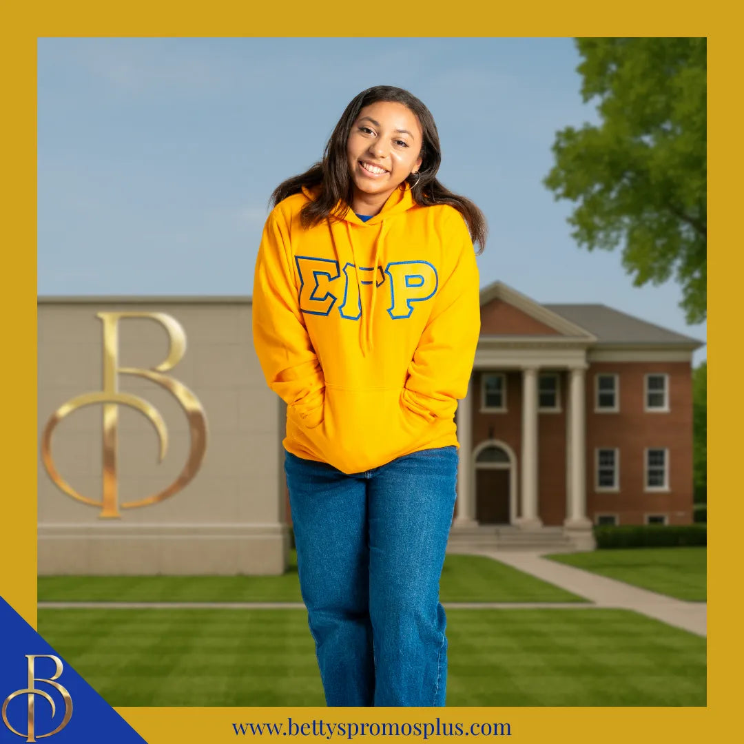 Sigma Gamma Rho ΣΓΡ Greek Letter Double-Stitched Embroidered Hoodie-Sigma Gamma Rho Paraphernalia-Sigma Gamma Rho Hoodie-Betty's Promos Plus
